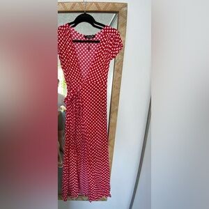 Super cute polka dot wrap dress